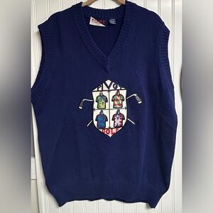 Vintage Men’s Pivot Sportsware Blue Golf V-Neck Sweater Vest Men’s Sz XL Cotton